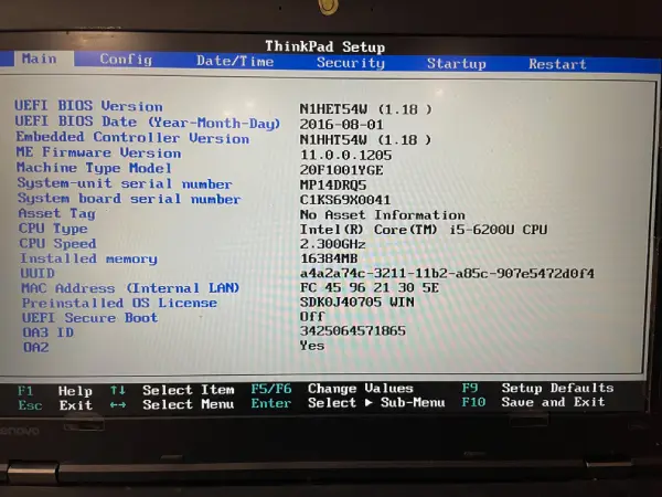 Bios Foto Lenovo